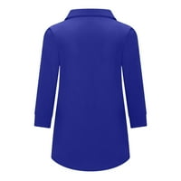 Plus size Ženska ležerna pulover V-izrez Top SOLD Color Majica Jesen Ležerne bagere Dressy Bluzes Pulover