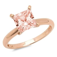 3. CT sjajna princeza Clear Simulirani dijamant 18k Rose Gold Solitaire Prsten SZ 9,75