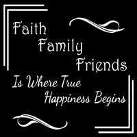 Faith Family Friends je tamo gdje je istinska sreća - vinil naljepnica za naljepnicu - mala - mat bijela