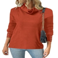 Glonme pulover s dugim rukavima za žene Slim Fit Work pleteni vrhovi običnog tunika Bluza crvene s