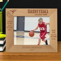 Košarkaški fakultetski tim personalizirani drveni okvir-10 8 smeđi horizontalni