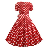 Fnohy haljine za žene plus maxi haljina moda linijska bljeskalica Vintage haljina Bowknot matural swing kratki rukav polka točka za ispis