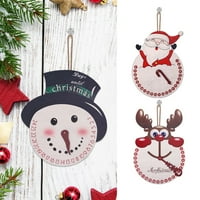 BIRCH Božićno dobrodošao znak Božićni privjesni kalendar Clock Drveni privjesak Slatka Santa Elk Snjegović