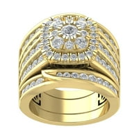 Araiya 14k Yellow Gold Diamond Halo Band Prsten za žene, Veličina 8
