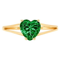 1.0ct Heart Cut dragocjeni dragulj simulirani smaragd pravi 18k žuti zlato robotski laserski graviranje vječno jedinstvena umjetnost deco izjava godišnjica angažmana vjenčanog pasijansa veličine 3,75