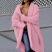 Mveomtd Žene Casual Solid Twist Crochet džemper Cardigan Kardiganska jakna dugačak dugačak kaput za
