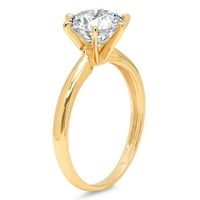 2. CT sjajan okrugli rez prozirni simulirani dijamant 18k žuti zlatni pasijans prsten sz 6.5