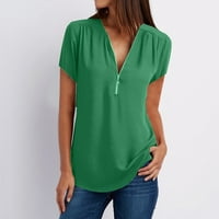 Košulje za žene Trendy Tops Košulja Dame V izrez Zipper Loose Majica Bluza Tee Top Thirts