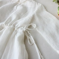 Bijele haljine za žene Čvrsto kolor kratkih rukava udobna haljina rever ovratnik labav moder trendy