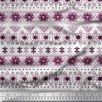 Soimoi Rayon Crepe Tkanina Stripe & Snowflake etnička štampana tkanina od dvorišta široka