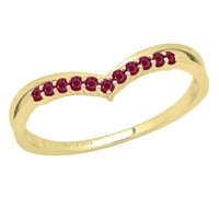 DazzlingRock kolekcija okrugla Ruby Chevron za vjenčanje za žene u 10k žuto zlato, veličine 7.5