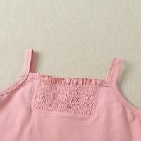 SUNISERY Little Kids Girls Cute Solid Color Strap Cami Top + Boho cvjetna suknja Ljetna odjeća za odmor