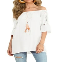 Avamo dame košulje od pune boje bluza s ramena na vrhu žene za žene labavo tunika majica za odmor bijele