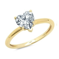 2. CT Sjajno srce Clear Simulirani dijamant 18k 18K ružičasto zlato pasijans prsten sz 7.25