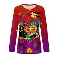 Strungten ženski modni casual dugih rukava Halloween Print okrugli vrat Pulover Top Bluza