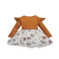Canrulo Toddler Baby Girls Fall Haljina odijela Pleteni rubl dugme dugih rukava cvjetna haljina haljina