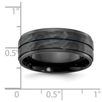 Crni cirkonij četkani polirani i čekirani plavim IP pojasom veličine 7. Nakit pokloni za žene
