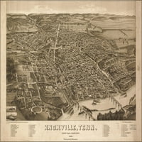 24 X36 Galerija poster, Karta Knoxville, Tennessee 1886