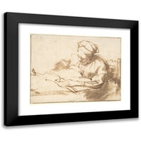 Rembrandt van rijn crni modernog uokvirenog muzeja Art Print pod nazivom - Woman čitanje