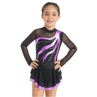 Inhzoy Dečice Girls Rhinestone Mesh Ledene figure klizačke haljine Tutu Skirted Leotard Dancewear