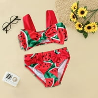 Toddler Ljetne djevojke Voćne lubenice Print Holiday Crvena dva kupaće kostimi Bikini