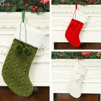 Božićne čarape, kabelske pletene božićne čarape sa plišanim krznom za porodične odmore za odmor, velike