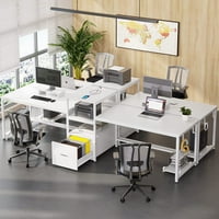 Dvoestor, dvostruki računalni sto sa USB-om, tablica radne stanice za kućni ured, bijeli