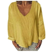 Cleancen ispod $ Charella Womens Proljeće Ljeto V-izrez košulja Bluza Dugih rukava Puno labave ležerne