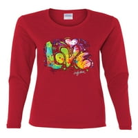 Divlji Bobby, šarena Rainbow Boja Love Srednja odjeća Ženska grafička majica dugih rukava, crvena, x-velika