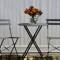 Pery Dugi trajni set za savijanje nameštajućeg seta - ugodne sjedeće stolice sa čajnim stolom - crna