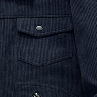 Muški Corduroy Cardigan kaput modni zipper rever s dugim rukavima Ležerne prilike za ovčje košulje Jakne