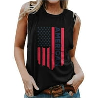 Ljetne žene američke staze za zastavu USA USA zastava Stars Stripes tiskani majica bez rukava TEE TOPPS