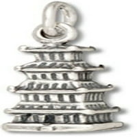 Sterling srebrni 24 BO lanac 3D kineski japanski budistički hram Pagoda Privjesak ogrlica