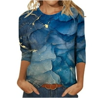 HOMeneSgenicki bluze za žene modna tiskana labava majica srednji duljina rukava s rukavima okrugli vrat