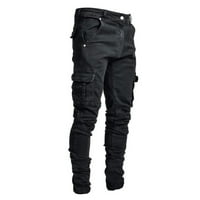 Durtebeua traperice za muškarce Slim Fit traper pantalone naleted ripped Frey Slim Fit Jeans Hlače hlače