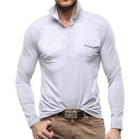 Elaililye Fashion Božićni muški polos Henley Solid Print Top košulja na dugih rukava majica Ležerne