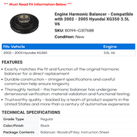 Harmonični balancer motora - kompatibilan sa - Hyundai XG 3.5L V 2004