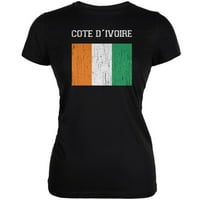 Svjetski kup uznemirena zastava COTE D'Ivoire Black Juniors Meka majica - mala