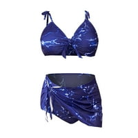 Pogorki kupaći kostim za žene za žene kupaći odijela Halter prsten bikini set sa konzervativnom suknjom