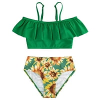 Djevojčica s dugim rukavima set outfits ruffles bikini kupaći kostimi od kupaćih kostima šuplje ljetne