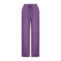 Ženske hlače Dressy casual ganfancp ženske hlače Solidne hlače od pamučne posteljine nacrtaju elastične
