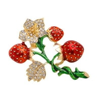 Rosarivae Shiny Rhinestone Brooch Jawberry Corseges Ornament Legura Cvjetna značka