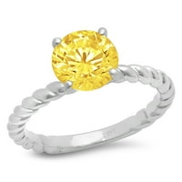 CT sjajan okrugli rez CLEAR simulirani dijamant 18k bijeli zlatni solitaire prsten sz 7
