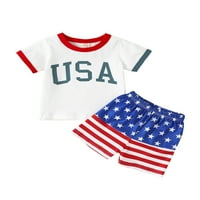Dan nezavisnosti DEODDLER Baby Boy Odeća 4. jula Eagle Ispis majica kratkih rukava Top američke hlače