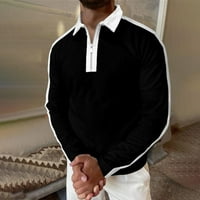 Muški vrhovi muške košulje zatvarača zatvarač zatvarače pulover vrhove Boja koja odgovara casual tankim fit osnovnim bijelim