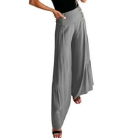 Ženske casual duge paljake pantalone elastične visoke struke široke labave pantalone