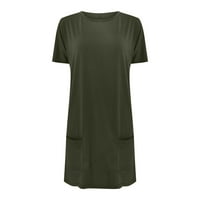 Žene Ljetne majice Tunike kratkih rukava s džepovima Čvrsta boja plus veličine labave vrhove Vojska