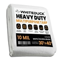 Super Heavy Duty Poly Tarp Mil - Bijela boja -30'x40 '- debela vodootporna, otporna na otpornost na