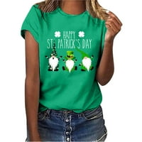 St.Patricks Dan ženske ležerne modne vrhove majica kratkih rukava O-izrez Sretan tisak za pulover bluza
