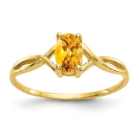 Čvrsti 14K žuti zlatni simulirani citrinski rođivačk prsten